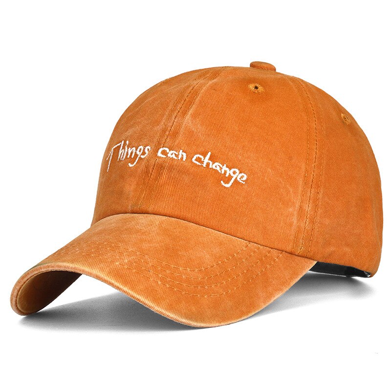 Unisex keps saker kan förändras broderad baseballkeps ledig hatt man kvinna justerbar tvättad vintagekeps i bomull: Orange