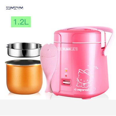 Mini Rice Cooker Electric Rice Cooker Auto Rice Cooker With Cute Pattern For Rice Soup Porridge Steamed Egg SF168 1.2L Capacity: pink
