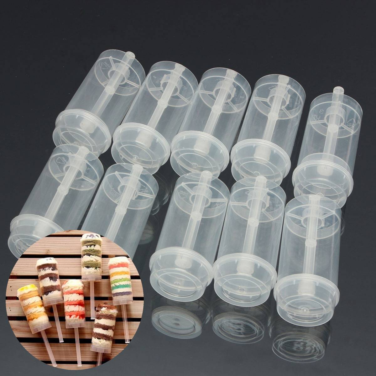 10pcs/lot Push Up Pop Containers Shooter Push Up Cakes Pops Round Shape for Home House Birthday Party decoration