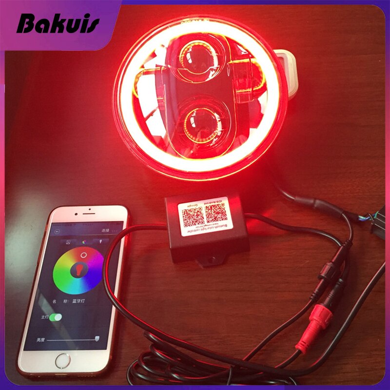 RGB 5.75 “Heiligenschein LED Scheinwerfer/5 3/4 Zoll Weiß Bernstein DRL Heiligenschein Scheinwerfer für Indische erkunden Und Motorcyle eimer Montage Halterung