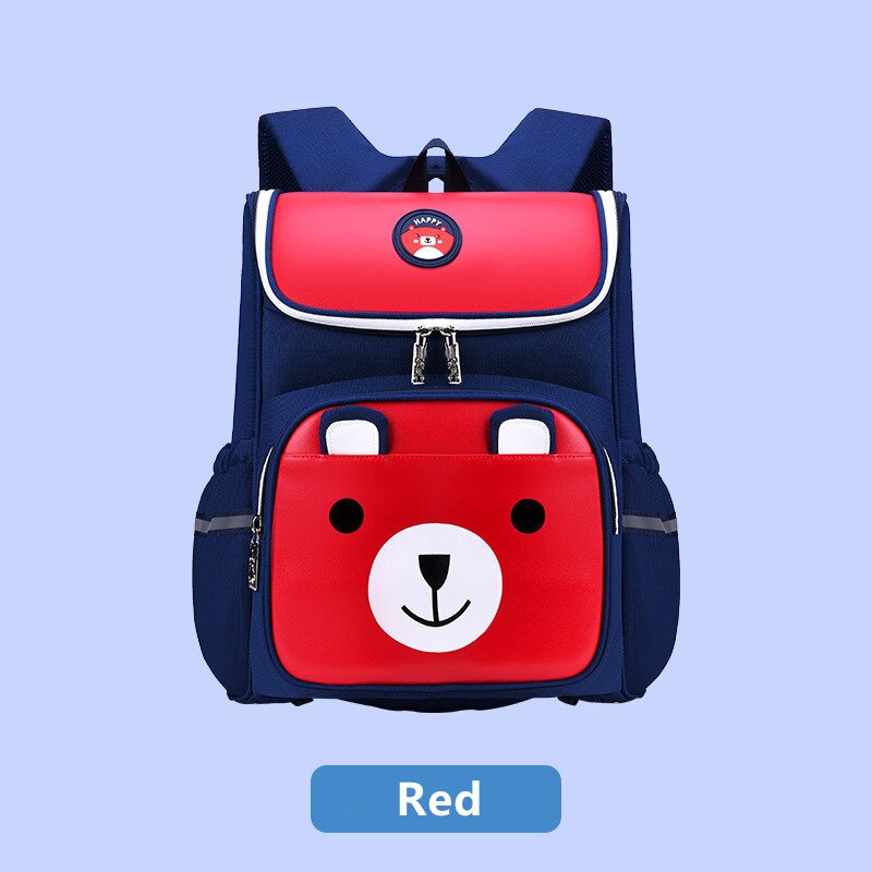 Grote capaciteit meisjes jongens 3d schooltassen kinderen orthopedische cartoon beer schooltas rugzak mochila infantil groep 1-5: Rood