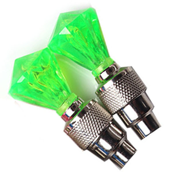 2 Stuks Fietsverlichting Motion Sensor Led Verlichting Met Batterijen Voor Road Mtb Mountainbike Band Band Ventiel Fiets Accessoires: green gem