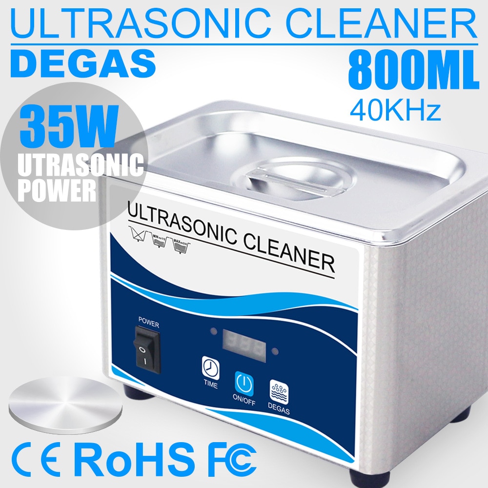 Líquido de limpeza ultrassônico aço inoxidável máquina lavar banho óculos jóias relógio dentadura mini ultrassom onda tanque limpeza da ue eua