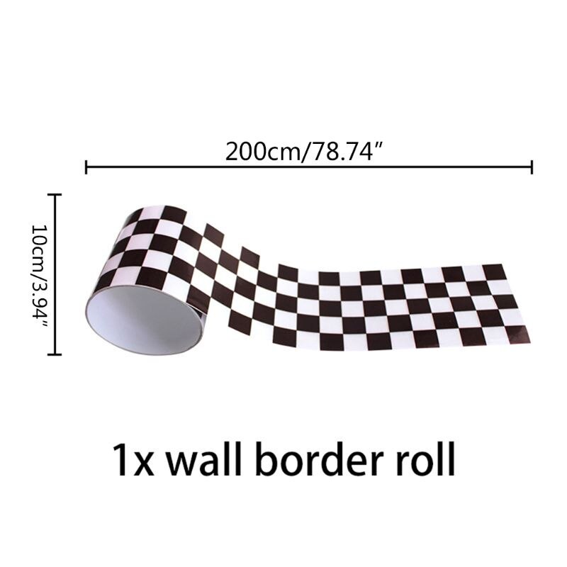 1Roll Geometric Pattern Waist Lines Self-Adhesive Waterproof Removable Wall Border Stickers for Home Decoration: 1
