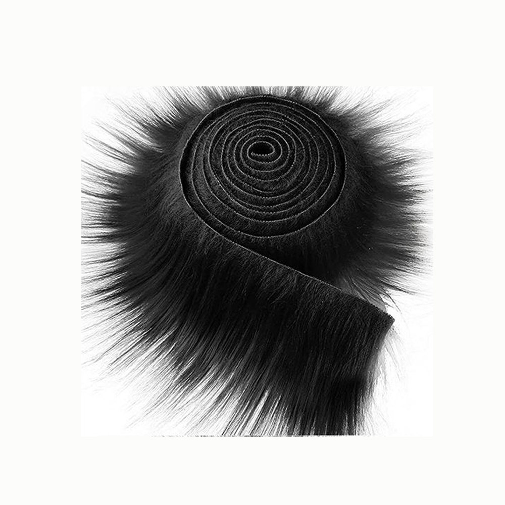 1.5M Faux Fur Ribbon Tapes DIY Apparel Sewing Fluffy Trim Trimming Fabric Home Sewing Costume Plush Stripe Collar Cap Cuff Decor: Black