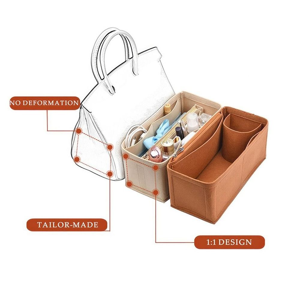 Felt Handbag Insert Bag Multi-Pocket Bag Support Purse Liner Portable Storage Organization Bag Organiser for Birkin25/30/35