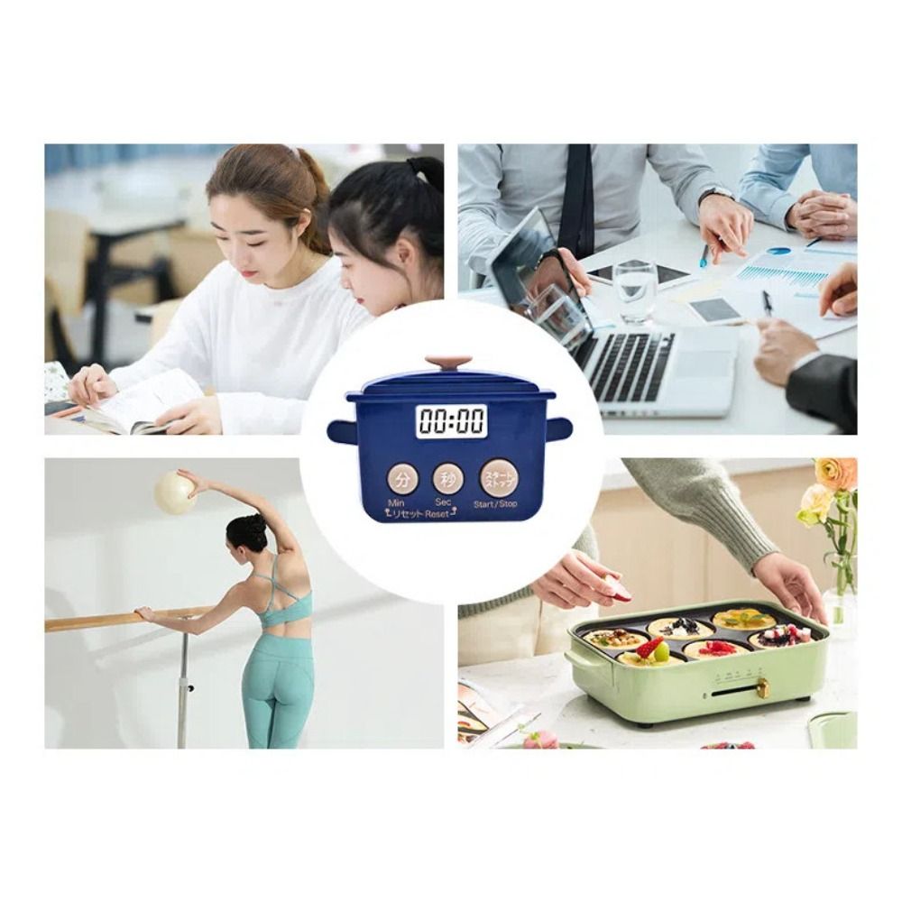 Durable LCD Kitchen Timer Cartoon Shape Digital Countdown Timer Multifunctional Time Manager for Baking Cooking Sports Reminder