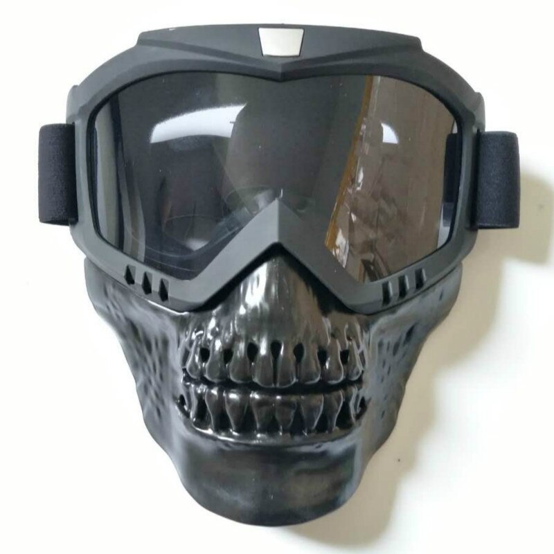 Cool skull moto rcycle máscara facial con gafas desmontable modular gafas máscara para moto de cara abierta Vintage Casco moto Casco: Dark lens