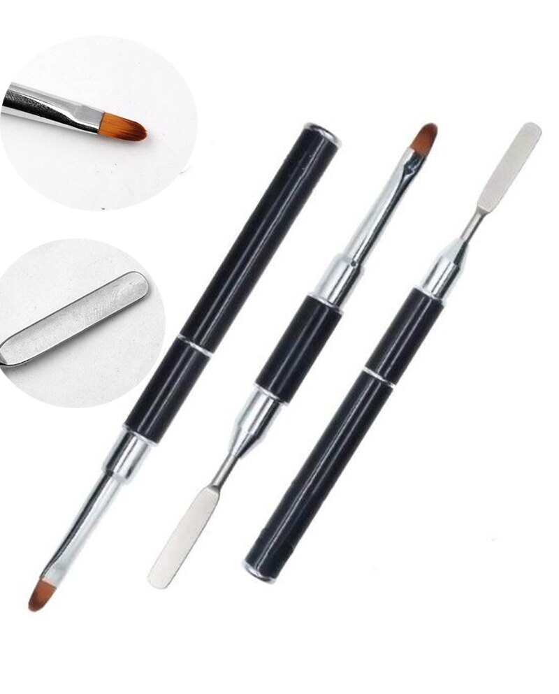 UV Gel Nail Brush Dual-ended Gel Brush Kit Tool For Acrylic UV Nail Tips Extension & Jelly Gel Tips Building 1pcs