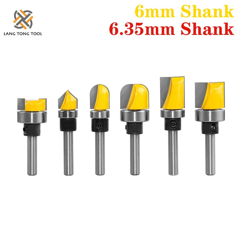 Milling Cutter Pattern Bit Flush Trim Bit Straight Bit with Bearing Hinge Mortising Router Bit Wood Trimmer Cutter LT097