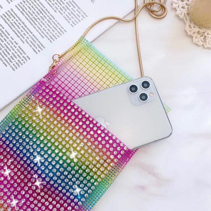 Luxe damestas met flitsdiamanten en hangende fran-xj-telefoontas voor iphone, samsung, xiaomi, huawei en andere mobiele telefoons