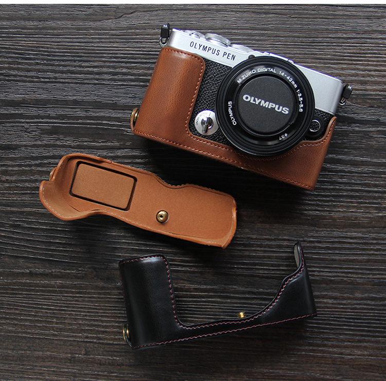 Olympus E-P7 Case Pu Lederen Camera Case Half Body Cover Base Luxe Camera Case Voor Olympus EP7 E-P7