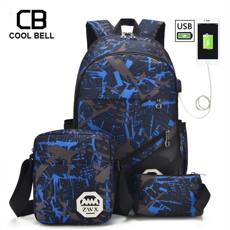 3pcs Set Schooltassen Voor Meisjes Tiener Meisje School Rugzak Voor Jongens Waterdichte Reizen Sport Rugzak Camouflage Boekentas Schooltas