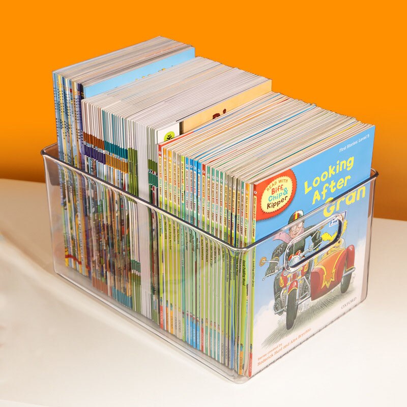 Desktop Book Storage Container Student Picture Books Organizer Transparent Makeup Storage Box Basket Desktop Decoration Basket