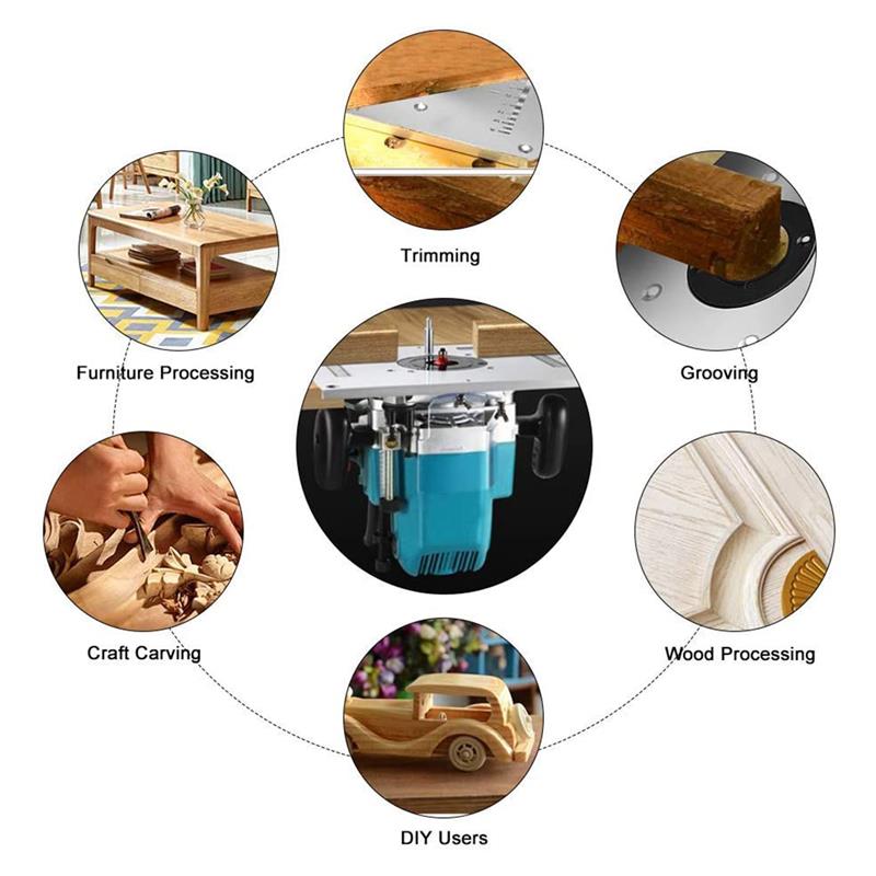 Router Table Insert Plate with Router Insertion Ring and Install Screws for DIY Woodworking Engraving Machine Benches