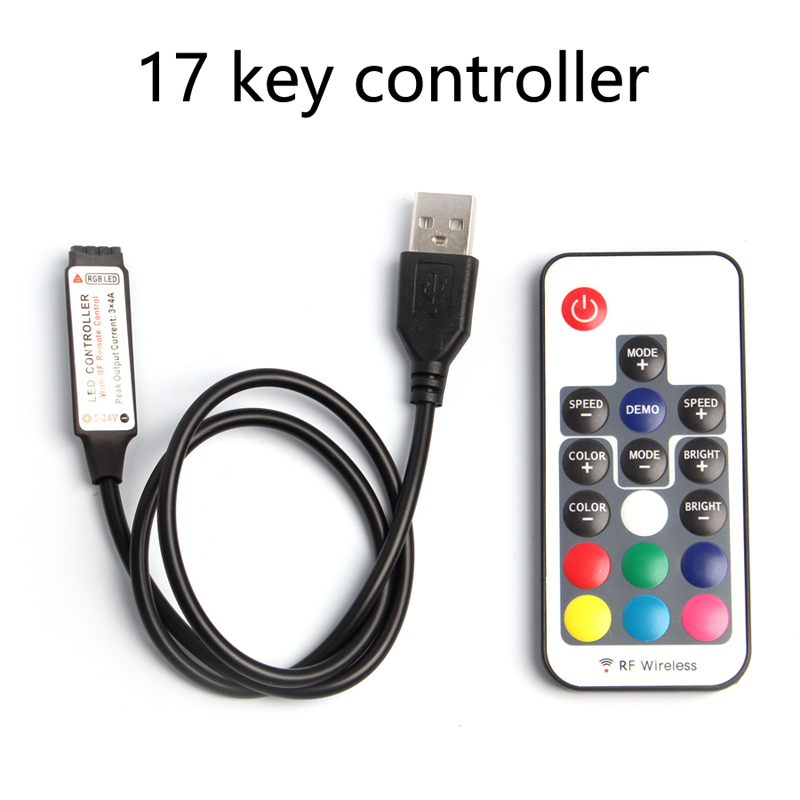 SMD 2835 5050 RGB 5V 12V 24V USB LED RGB Controller For USB LED Strip Light LED Strip Controller Wireless Remote Controller: Brown