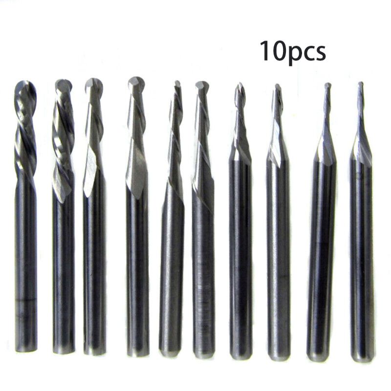 Fresa de punta de bola de carburo, herramienta de grabado CNC, Router, broca de carburo sólido, 63HF, 10 piezas, 1/1, 5/2, 0/2, 5/ 3.175mm