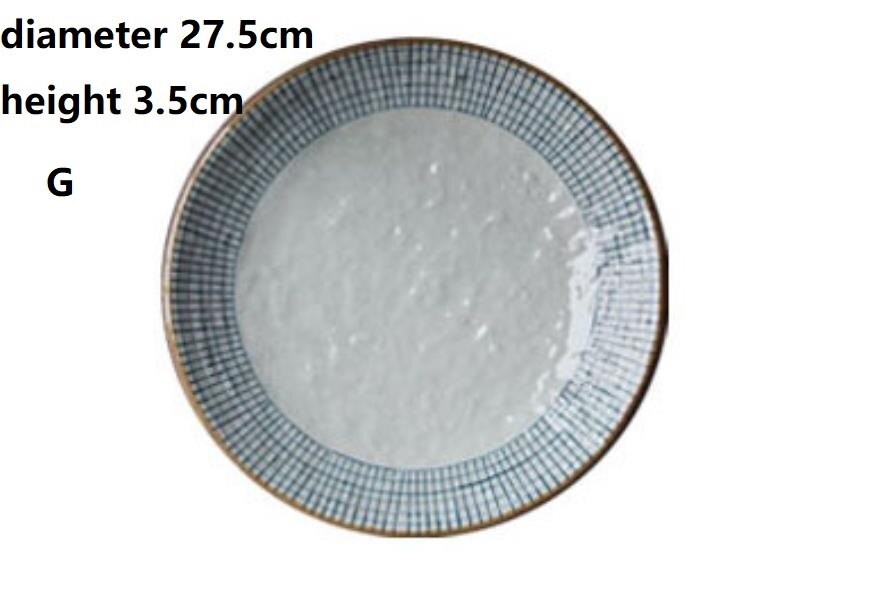 Keramische Schotel Plaat Handgeschilderde Diner Plaat Japanse Stijl Plaid Soep Plaat Salade Retro Creatieve Servies: G