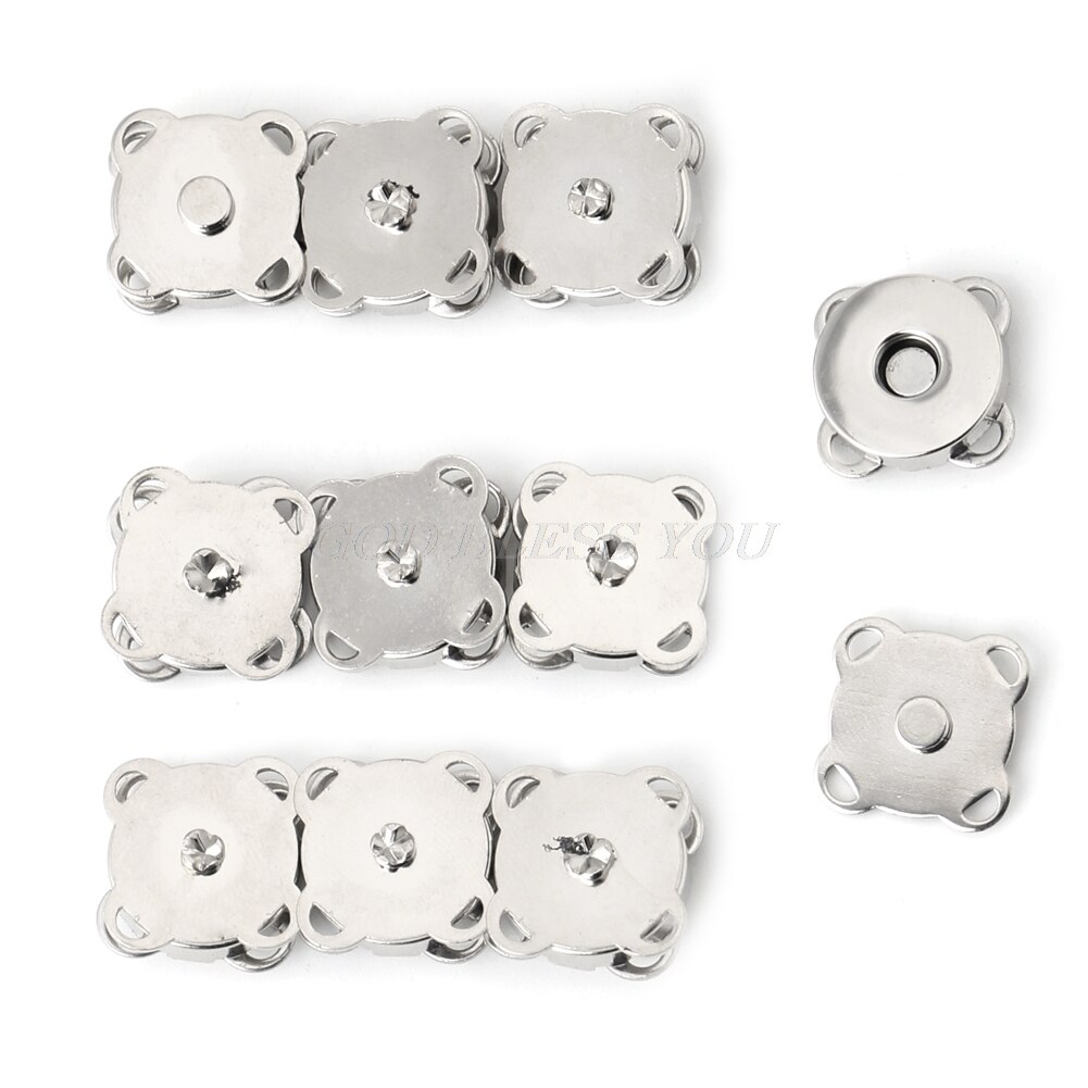 10PCS14/ 18mm DIY Magnetic Snaps Purse Clasp Closures Metal Button Bag Craft: Antique Silver / 14MM