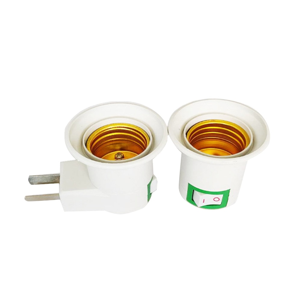 Adaptador de bombilla con enchufe de la UE, convertidor de luz LED E27, tipo de Base a CA, 220V, 1/2 Uds.