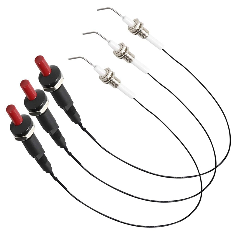 3Pcs Ceramic Electrode Ignition Spark Plug &amp; 5Pcs Gas Heater One Outlet Piezo Igniter Spark Plug Push Button Igniter