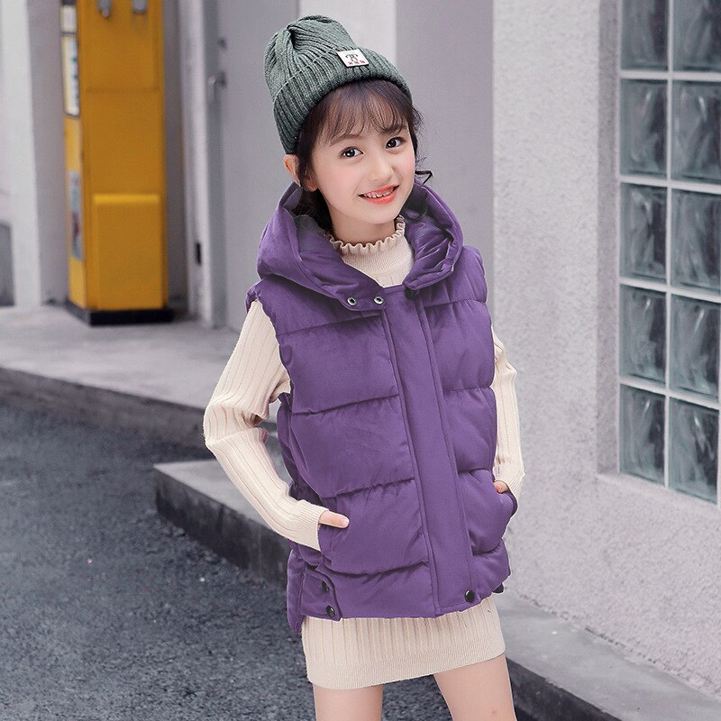 Chaqueta deportiva sin mangas para niños y adolescentes, chaleco grueso y cálido con capucha a la , novedad de: purple / 150