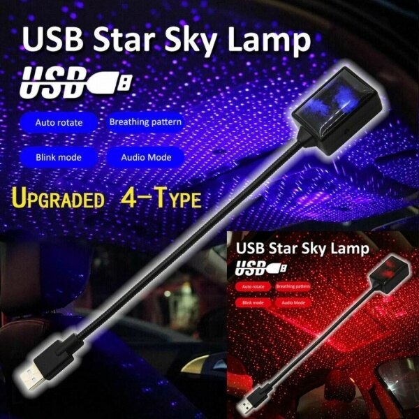 Usb auto interieur dak sfeer hemel sterrenhemel lamp licht led projector licht