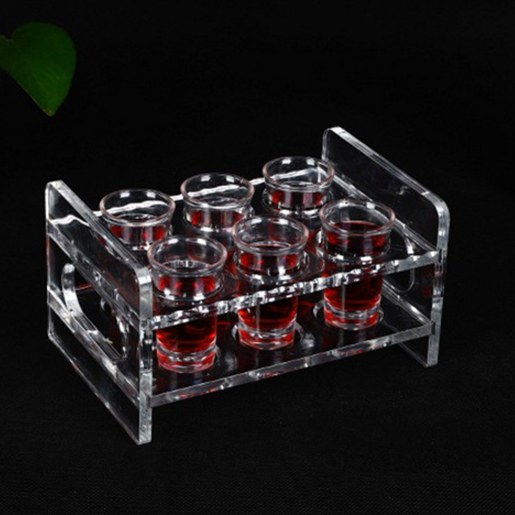 Shot Glass Tray Rack, Thick Base Crystal Clear Shot Glass Holder for 6 Shot Glasses