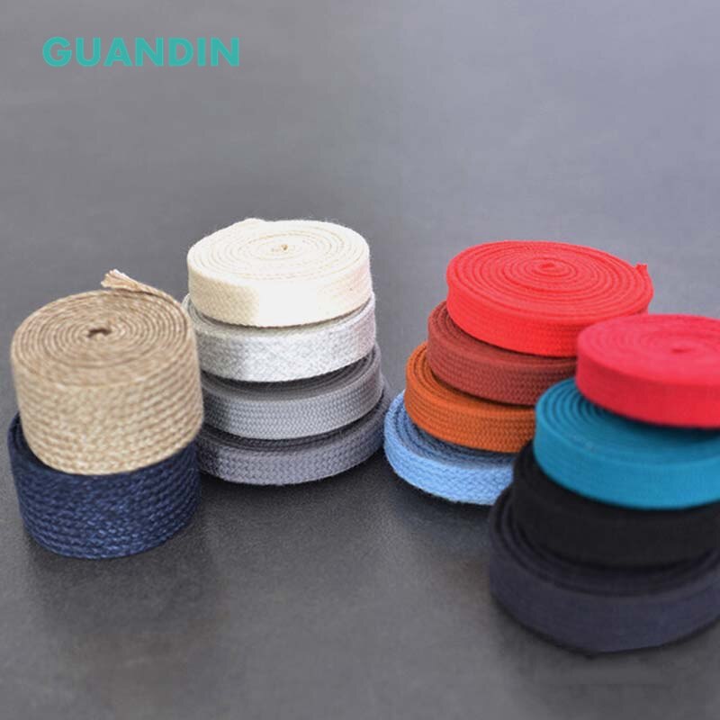 GUANDIN-corde plate en coton de couleur, corde pour travaux manuels bricolage ficelle plate en coton pour sacs, vêtement, chaussures, pantalons, casquettes/1yard/pièce