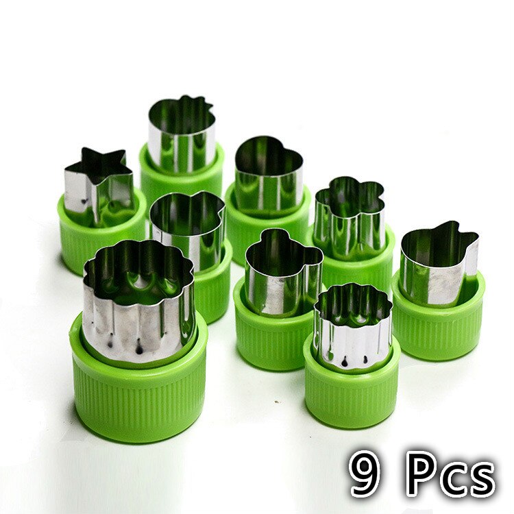 8Pcs/Set of Cartoon Rice Vegetable and Fruit Cutter Mold Mold Flower-shaped Biscuit Cutter Stainless Steel Cutting Tool: 9pcs