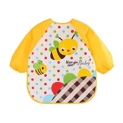 Waterdichte baby slabbetjes, eva, lange mouwen, kinderschort, lange mouwen, voedingsschort, slabbetjes, eetborstplaat, babykleding voor kinderen: Gele bij