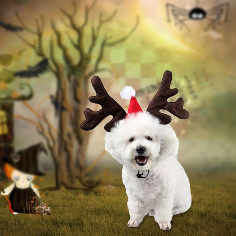 Diadema de Mascota de Navidad, sombrero de cuerno de ciervo, disfraz de perro, cachorro, gato, disfraz de , productos para mascotas C42