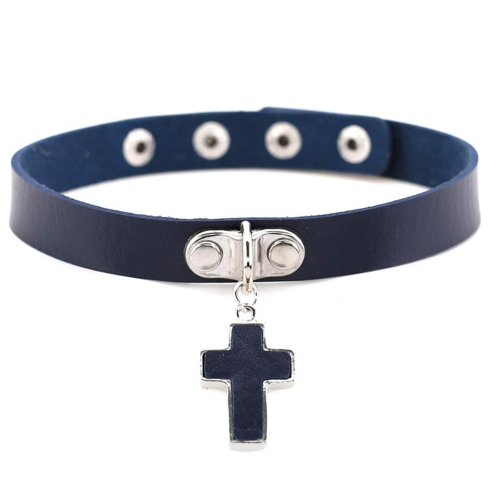 Gargantilla gótica de Cruz Negra para mujer, collar Punk rock, Gargantilla gótica, collar gargantilla de para mujer, joyería al por mayor: navy