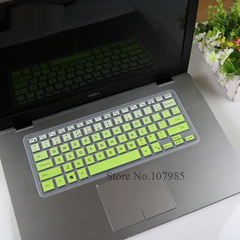 Laptop keyboard cover Protector Skin For Dell Inspiron 13 7373 7437 7370 E7370 13.3"/ Inspiron 15 15.6" 7000 5579 7573 P70F: Gradual green