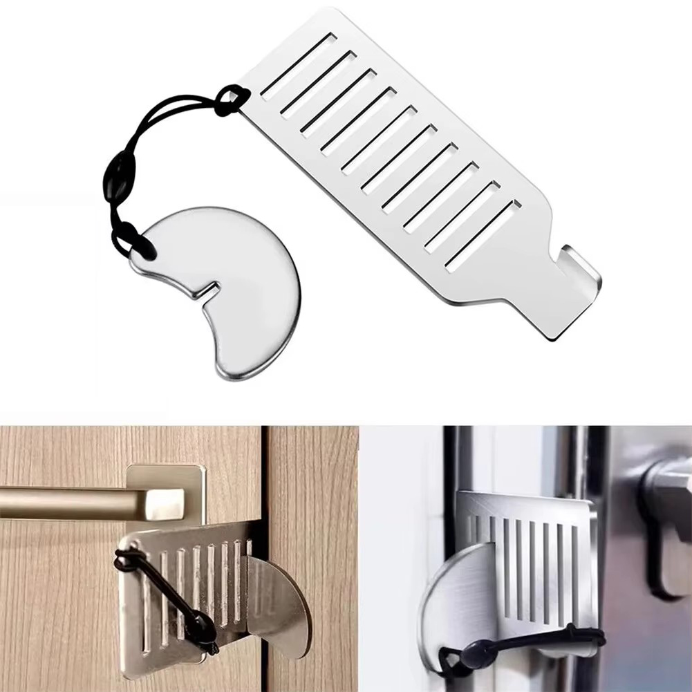 Bloqueur de porte antivol de sécurité, outil de sécurité Portable en acier inoxydable de 8cm pour la confidentialité à domicile, bouchon de serrure de porte de voyage d'hôtel