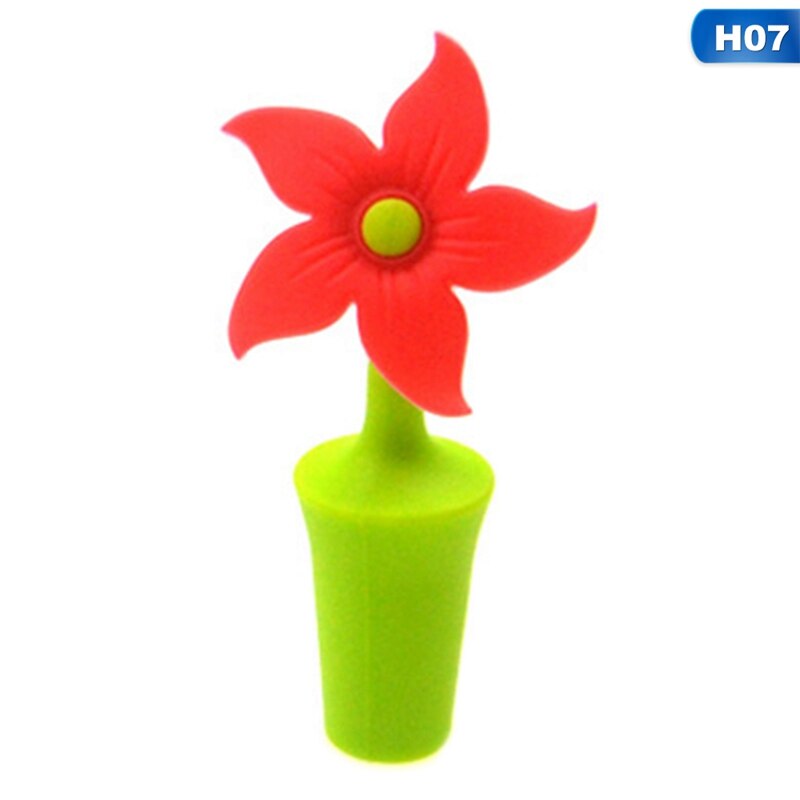 1Pc Silicone Flower Shaped Wine Stoppers Leak Wine Beer Bottle Cork Stopper Plug Wine Bottle Sealer Cap Barware Bar Kitchen Tool: 07