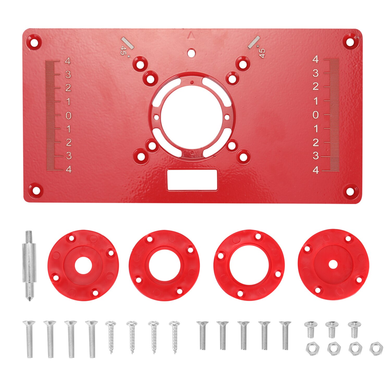 Fresebord innleggsplate trebearbeiding benker aluminiumsfreser trimmer med 4 ringer verktøy trebearbeiding gravering flip board