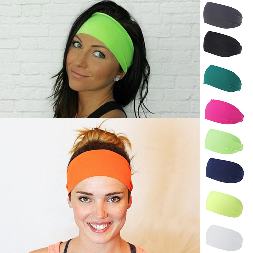 Unisex Fluorescentie Kleur Hoofd Haarband Elastische Yoga Hoofdband Vrouwen Mannen Sport Haarband Tulband Outdoor Gym Zweetband