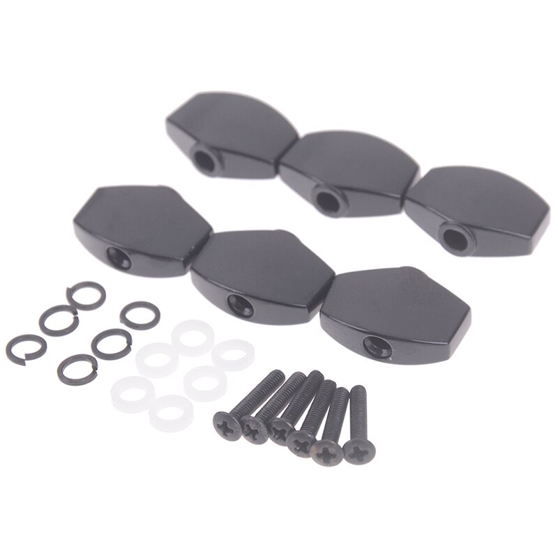 1 set gitaar stempennen akoestische klassieke knoppen stemmechanieken vervangende knop zinklegering handvat gitaar onderdelen accessoires: Zwart