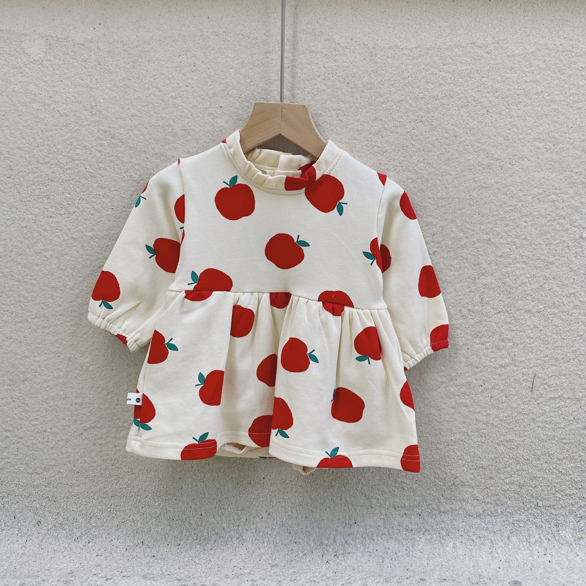 Herfst kinderkleding voor meisjes, schattige baby bodysuit met appelprint, katoenen jumpsuit met lange mouwen voor meisjes, outfits 0-24m