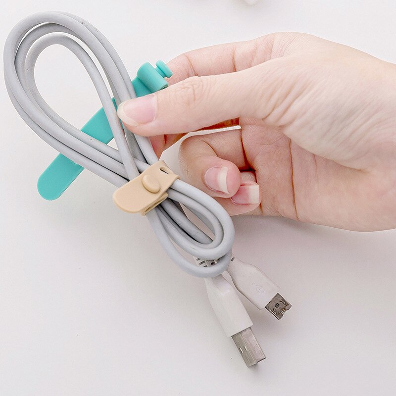 Enrouleur de câble d'écouteurs en Silicone, 4 pièces, support de cravates pour écouteurs iPhone Samsung MP4, organisateur de bureau
