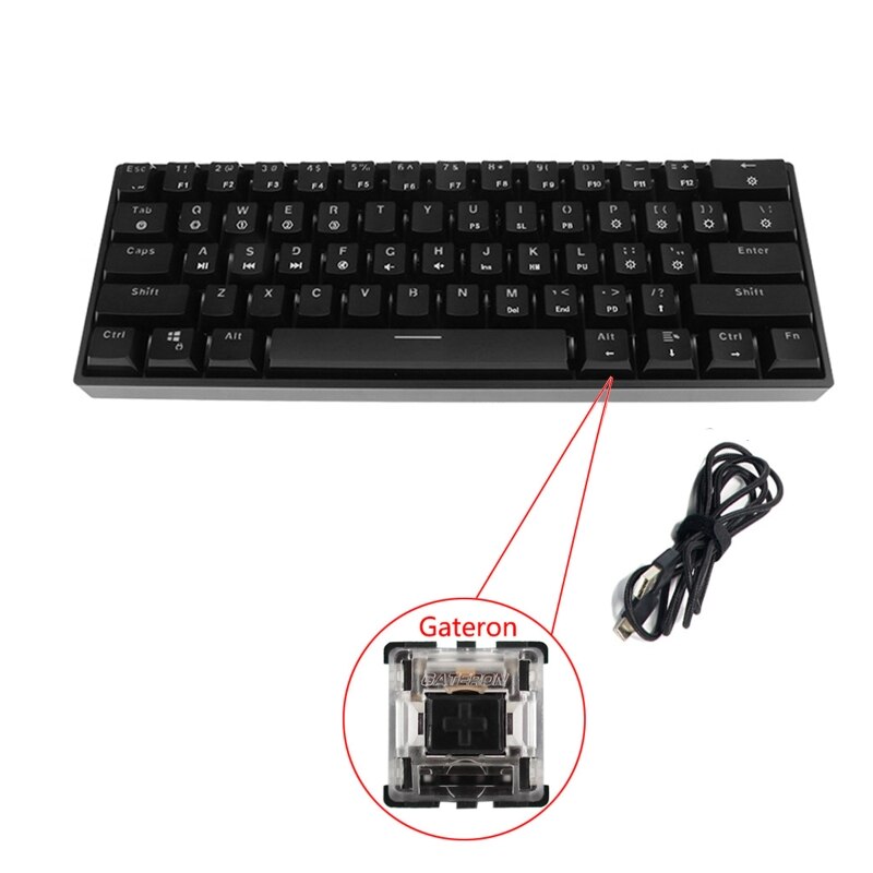 SK61-Teclado mecánico de 61 teclas con cable USB, Teclado mecánico de retroiluminado con LED ejes para juegos para escritorio