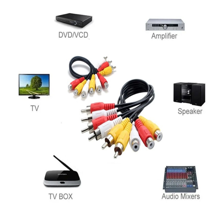 3 RCA Male Naar 6 RCA Vrouwelijke Plug 3 RCA Female Naar 6 RCA Male Splitter Audio Video AV Adapter Kabel voor TV DVD HD-TV RCA Kabel