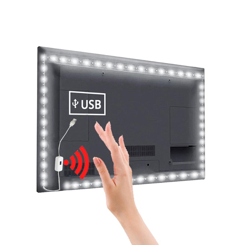 TV LED Hand Sweep Motion Sensor LED Strips 2835 SMD 5V USB LED Light Strip Backlight Kitchen Closet Ruban Tape 1m 2m 3m 4m 5m