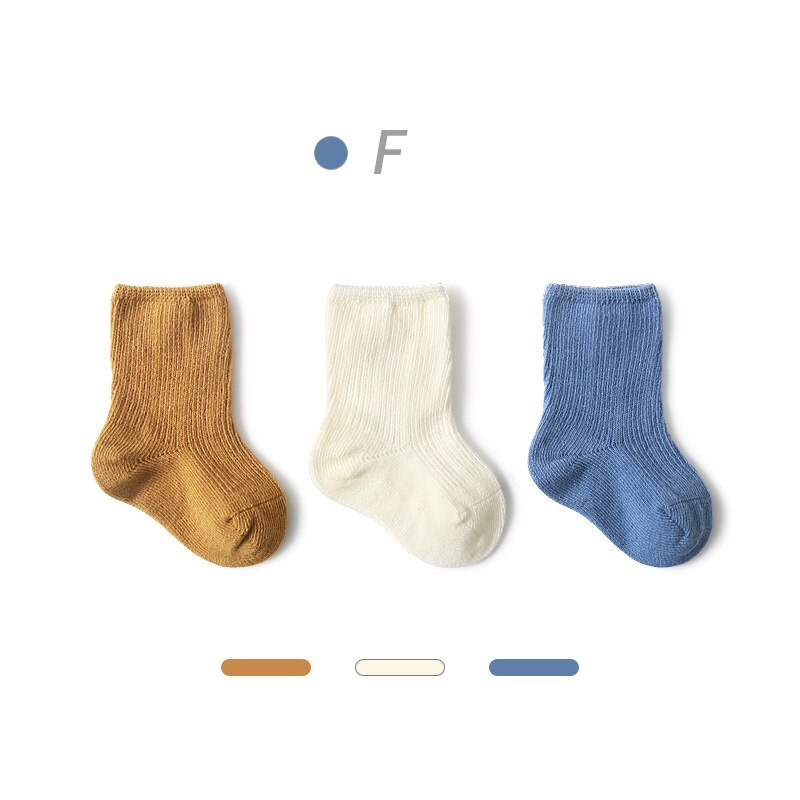 Lawadka 3 Paare/los Einfarbig Frühling und Herbst Socken Für Neugeborene Atmungsaktive Baumwolle Art Socken Für Jungen Mädchen Dünne Socken: F-Stil / 1-3Jahre