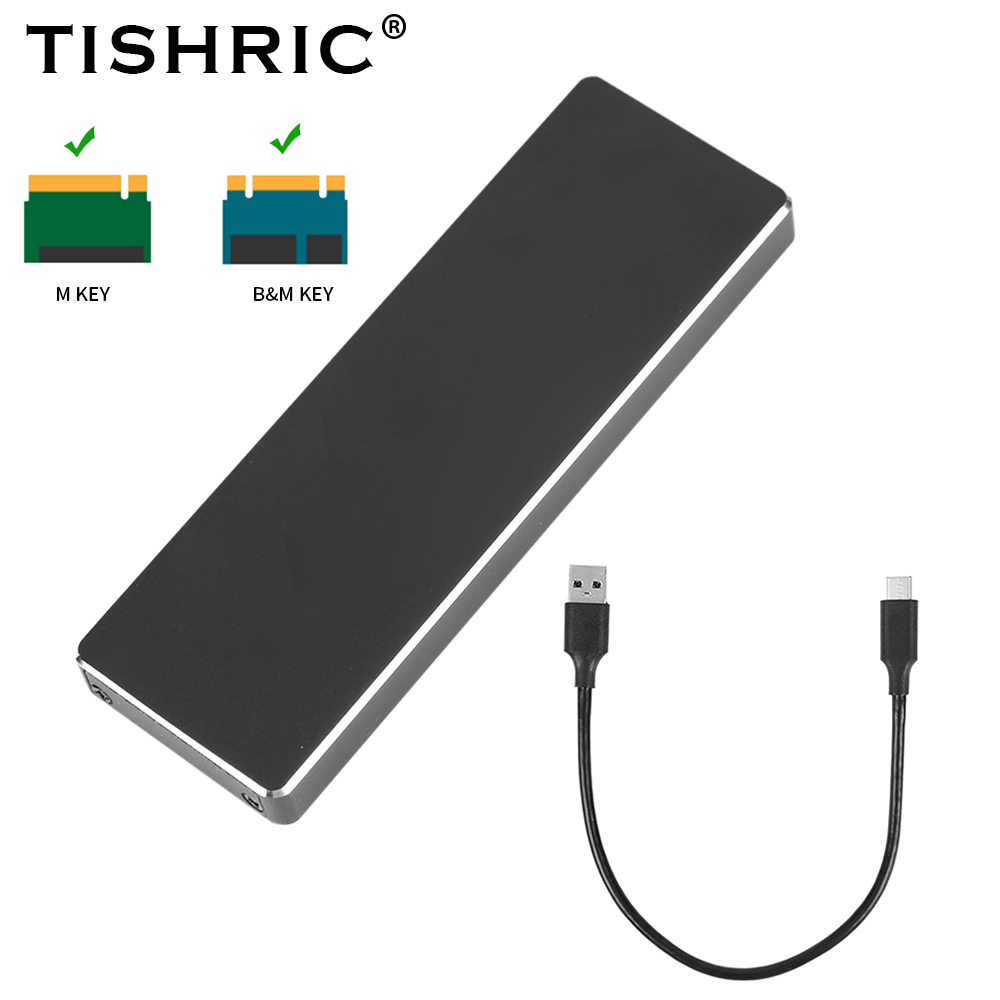 TISHRIC Unterstützung Dual Protokoll M2 NVME NGFF SATA SSD Aluminium Legierung Externe Hd Fall NVME SSD zu USB 3,1 Gehäuse für M.2 SSD: Gold