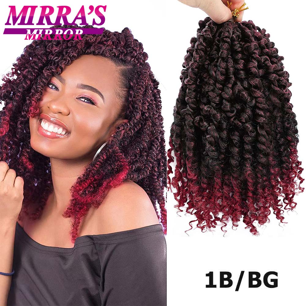 Bob corto Pre Twisted Passion Twist Crochet Hair 6/8 pulgadas trenzas de ganchillo pre-bucle para mujeres extensiones de cabello trenzado sintético: T1B / color vino / 8 pulgadas / 6 unids/lote