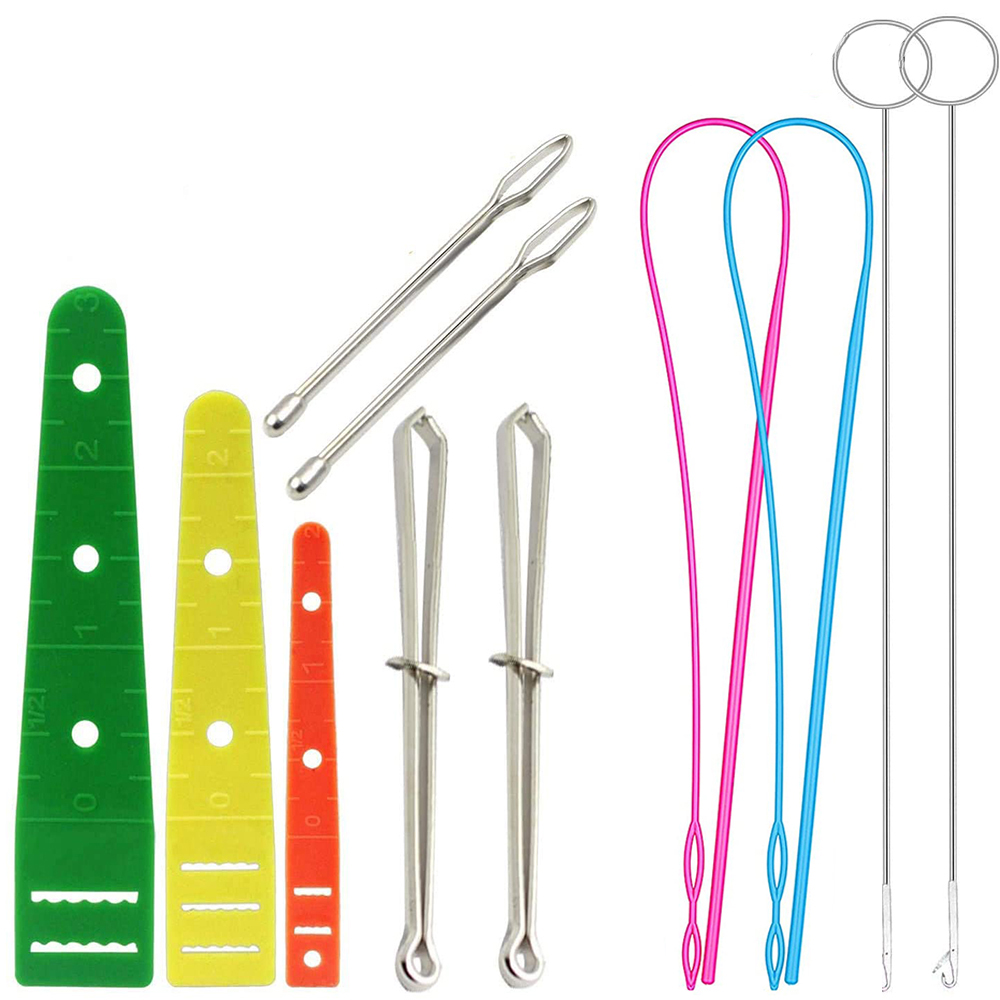 Drawstring Threader Tool Set Sewing Loop Flexible Long Drawstring Threader Turner Hook Metal Tweezers for Knitting Pants Crafts: Type 1