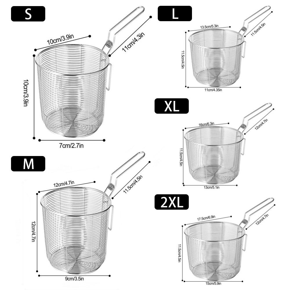 Mini Deep Frying Basket with Handle 304 Stainless Steel Strainer Mesh Chip Filter Fryer Chip Serving for Dumplings French Fries