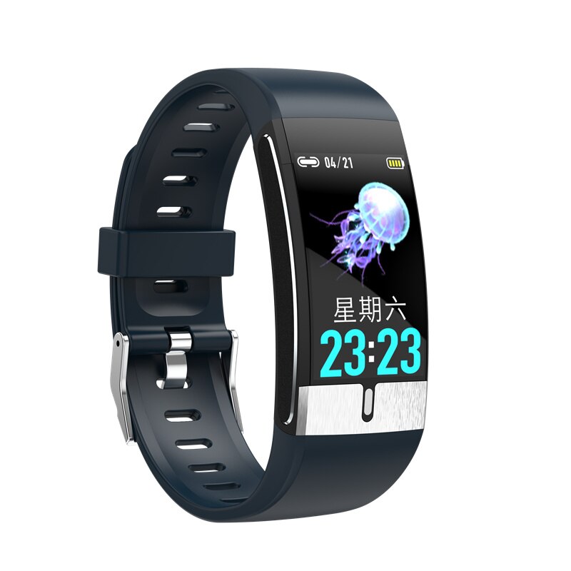 E66 Smart Watch Thermometer Smart Armband Ecg Bloeddruk Zuurstof Hartslagmeter Stappenteller Stap Monitoring Polsband: Blauw